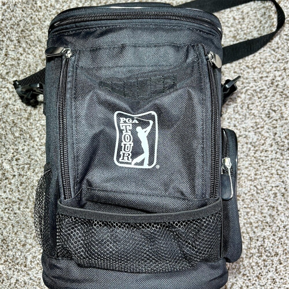 PGA TOUR Soft-Sided Insulated Golf Cooler Bag Black Shoulder Strap 12”